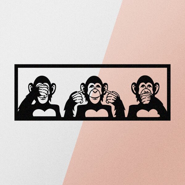 ASIR Kovová nástěnná dekorace THREE MONKEYS černá