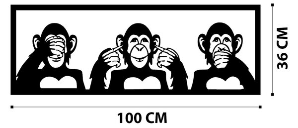 ASIR Kovová nástěnná dekorace THREE MONKEYS černá