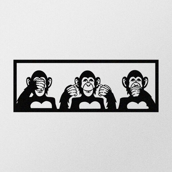 ASIR Kovová nástěnná dekorace THREE MONKEYS černá