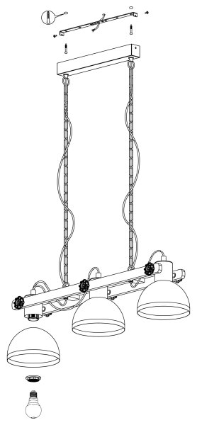 Eglo 43163 - Lustr na řetězu LUBENHAM 3xE27/28W/230V