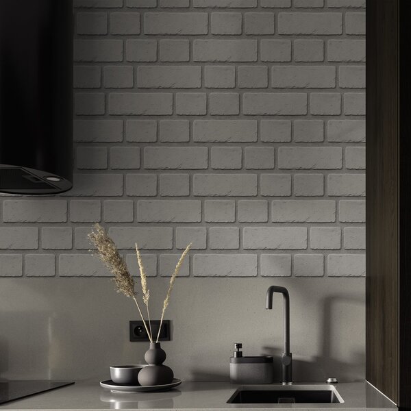 Tapety Světle šedá cihlová textura s měkkými okraji, Tapety loft, a00878 : uwalls.cz