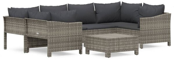 7dílná zahradní sedací souprava s poduškami šedá polyratan 3187301