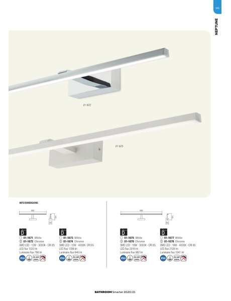 Redo 01-1675 - LED Koupelnové osvětlení zrcadla NEPTUNE LED/18W/230V IP44