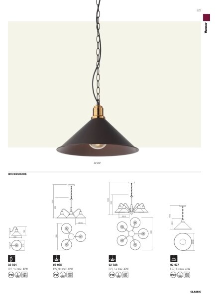 Redo 02-934 - Nástěnné svítidlo VERNER 1xE27/42W/230V