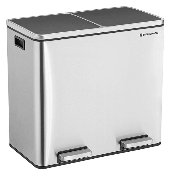 SONGMICS Odpadkový koš 2 x 24 L stříbrný