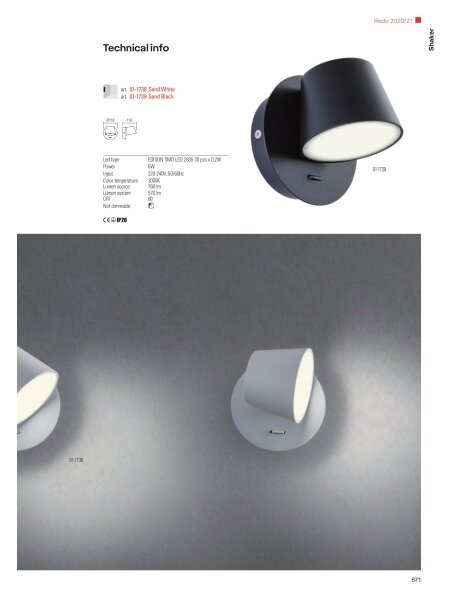 Redo 01-1738 - LED Nástěnné svítidlo SHAKER LED/6W/230V bílá