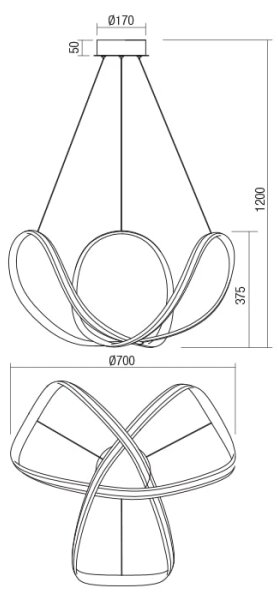 Redo 01-1784 - LED Lustr na lanku NUCLEO LED/55W/230V bílá