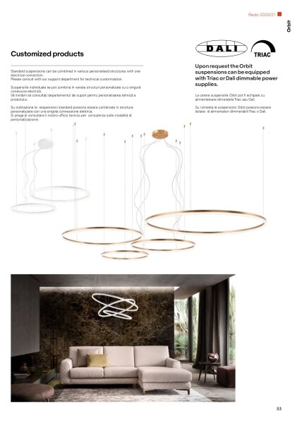 Redo 01-1721 - LED Lustr na lanku ORBIT LED/42W + LED/66W/230V bronz