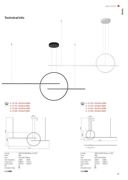 Redo 01-1737 - LED Stmívatelný lustr na lanku GIOTTO LED/56W/230V černá