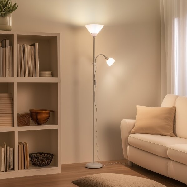 Brilagi - Stojací lampa ARIANA 1xE27/100W/230V + 1xE14/25W bílá