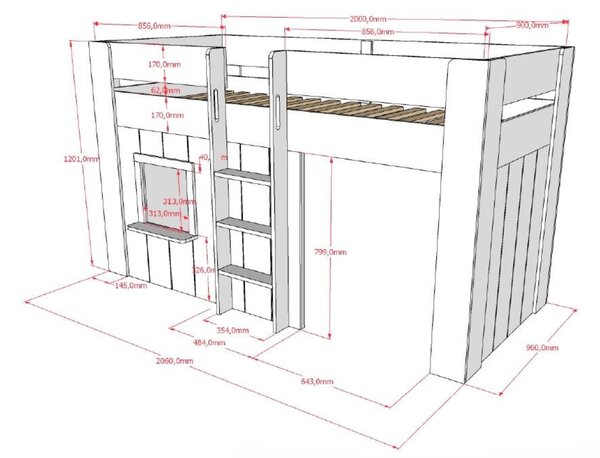 -25 % Dny MOMENTI– Bílá lakovaná patrová postel Vipack Reno 90 x 200 cm