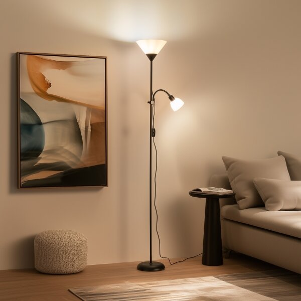 Brilagi - Stojací lampa ARIANA 1xE27/100W/230V + 1xE14/25W černá