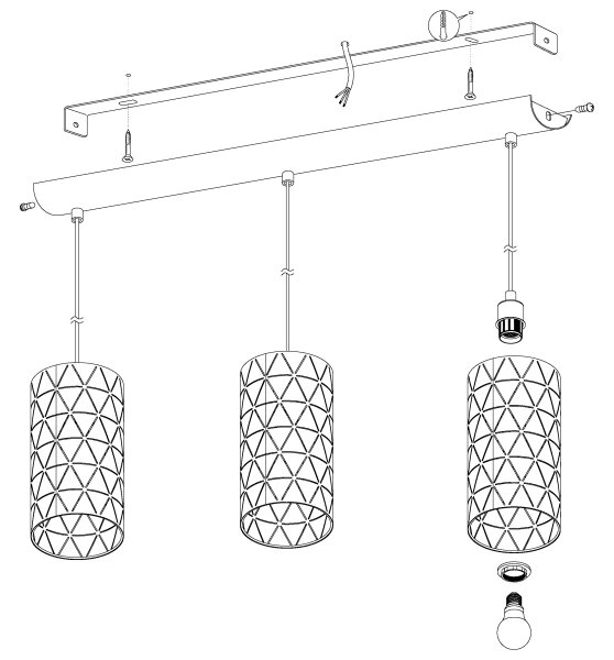Eglo 98353 - Lustr na lanku RAMON 3xE27/40W/230V