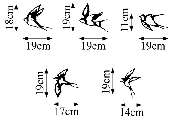 ASIR Nástěnná dekorace SWALLOWS kov černá