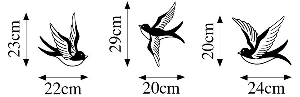 ASIR Nástěnná dekorace SWALLOWS kov černá