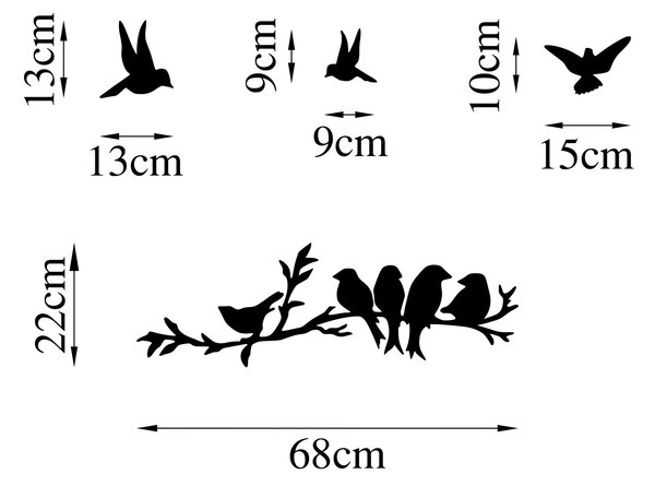 ASIR Nástěnná dekorace BIRDS kov černá