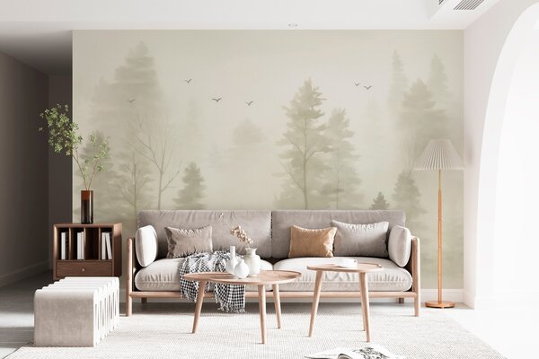 Fototapety akvarelový styl vzdušného lesa v béžových tónech, Fototapety příroda, w04872 : uwalls.cz