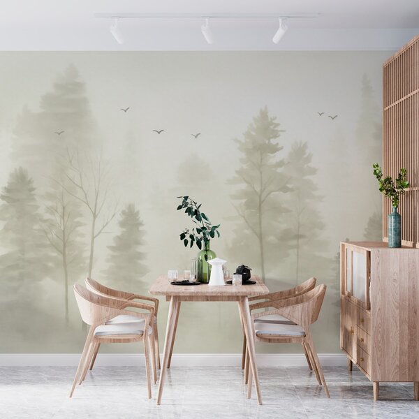 Fototapety akvarelový styl vzdušného lesa v béžových tónech, Fototapety příroda, w04872 : uwalls.cz