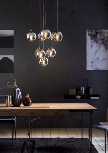 Eglo 98654 - Lustr na lanku ARISCANI 10xE27/40W/230V černá/lesklý chrom