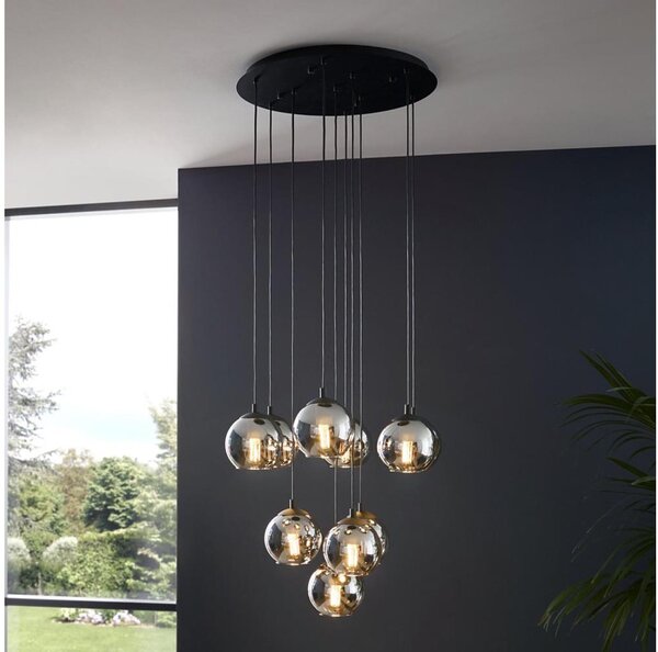 Eglo 98654 - Lustr na lanku ARISCANI 10xE27/40W/230V černá/lesklý chrom