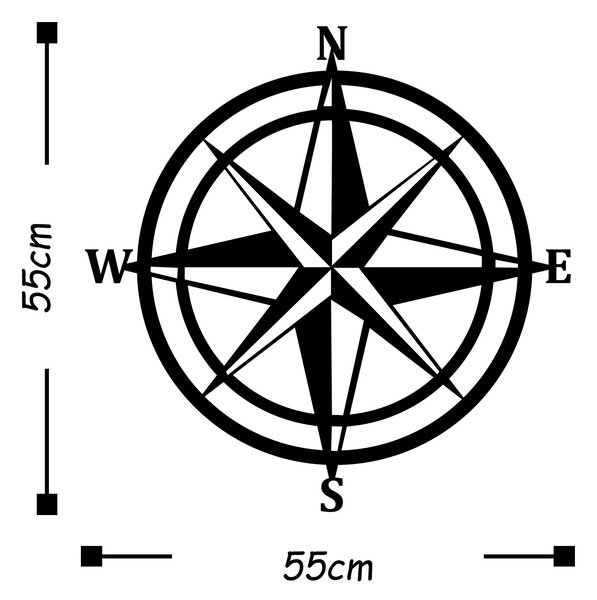 ASIR Kovová nástěnná dekorace COMPASS černá