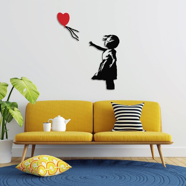 ASIR Kovová nástěnná dekorace BANKSY černá červená