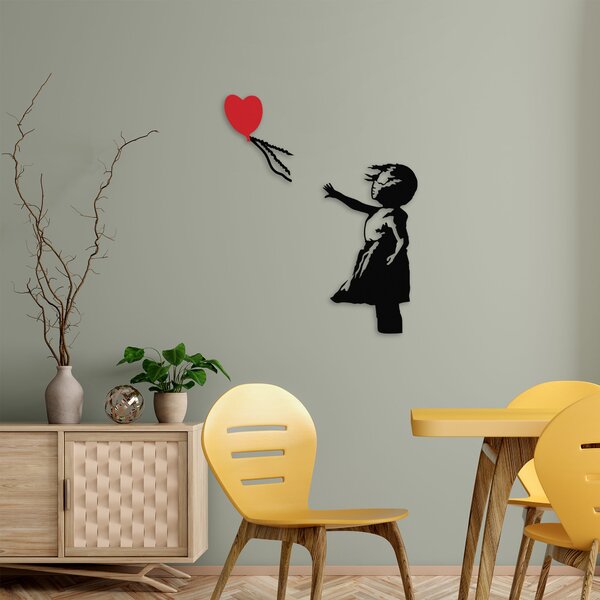 ASIR Kovová nástěnná dekorace BANKSY černá červená
