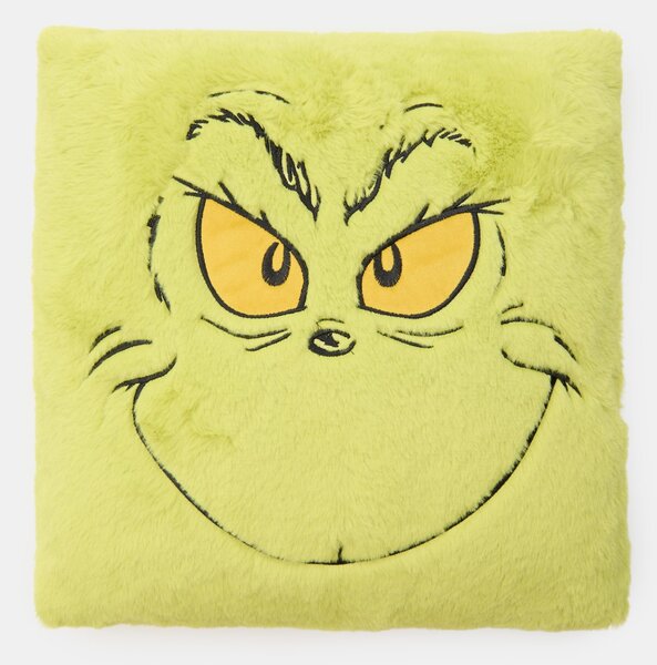 Sinsay - Kožešinový dekorační polštář s vánočním motivem Grinch - neonová
