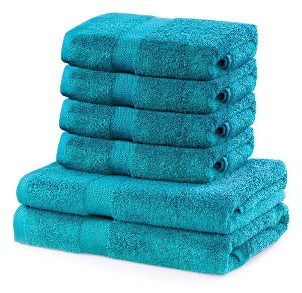 Sada 2 osušek a 4 ručníků DecoKing Ginna modré
