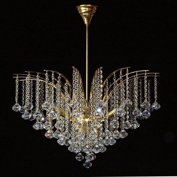 DBK GLASS 9-bulb crown ceiling lamp with crystal balls 7230-9-R
