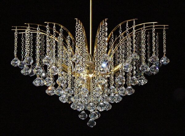 DBK GLASS 9-bulb crown ceiling lamp with crystal balls 7230-9-R