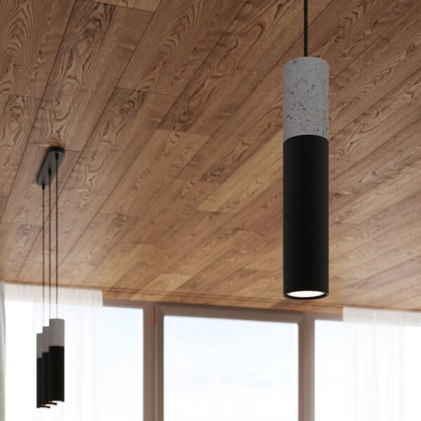 Sollux SL.0651 - Lustr na lanku BORGIO 2xGU10/40W/230V beton/kov černá