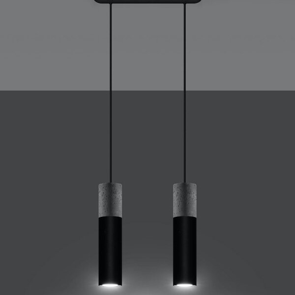 Sollux SL.0651 - Lustr na lanku BORGIO 2xGU10/40W/230V beton/kov černá