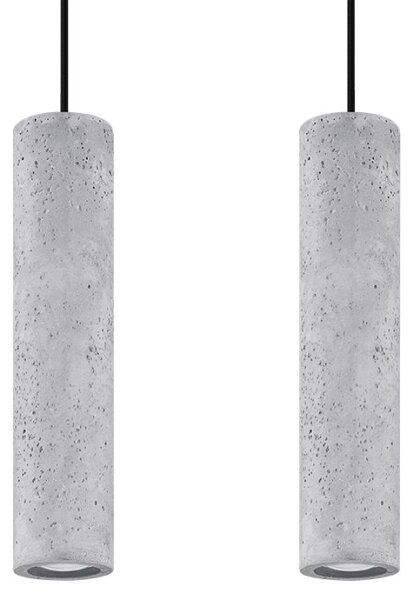 Sollux SL.0654 - Lustr na lanku LUVO 2xGU10/40W/230V beton/černá