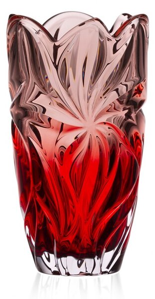 KŘISTÁLOVÁ VÁZA BOHEMIA FLORA RED PINK 280 MM