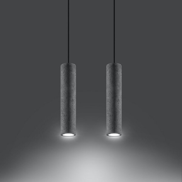 Sollux SL.0654 - Lustr na lanku LUVO 2xGU10/40W/230V beton/černá