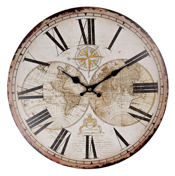 Nástěnné dřevěné hodiny World 34 cm (Clayre & Eef)