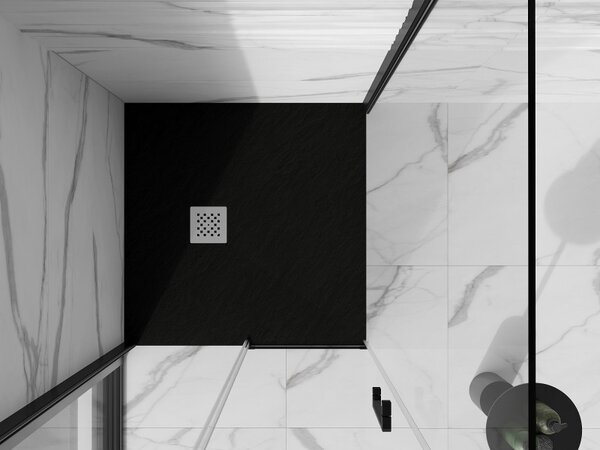 Mexen Stone+ čtvercový kompozitní sprchový kout 70 x 70 cm, černý - 44707070
