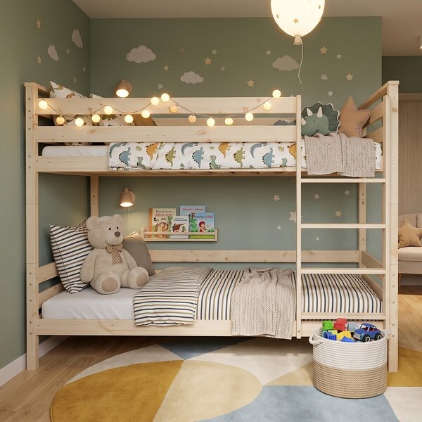 Patrová postel Hugísek 2v1 Velikost spací plochy: 160x80, Barva: přírodní
