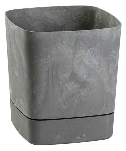PLASTOVÝ KVĚTINÁČ CUBI 19X21 CM IMITACE BETONU ŠEDÁ