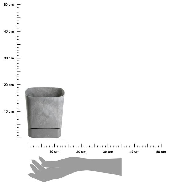 PLASTOVÝ KVĚTINÁČ CUBI 19X21 CM IMITACE BETONU ŠEDÁ