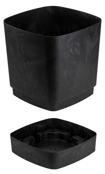 PLASTOVÝ KVĚTINÁČ CUBI 19X21 CM IMITACE BETONU ČERNÁ