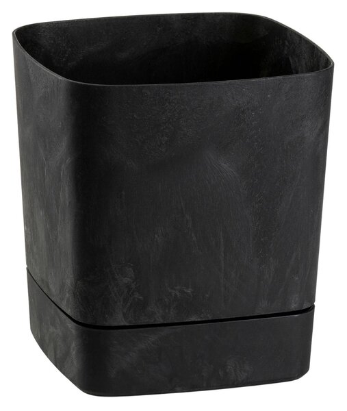 PLASTOVÝ KVĚTINÁČ CUBI 19X21 CM IMITACE BETONU ČERNÁ
