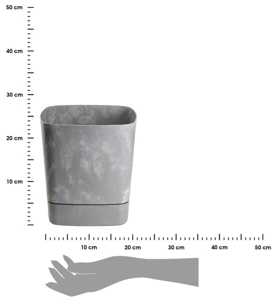 PLASTOVÝ KVĚTINÁČ CUBI 25X27,5 CM IMITACE BETONU ŠEDÁ