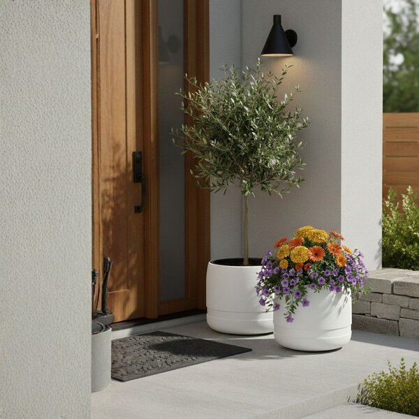 PLASTOVÝ KVĚTINÁČ LUNA VASE 42X32 CM BÍLÁ