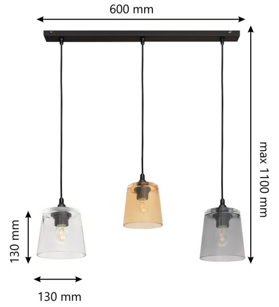 Lustr na lanku LUCEA 3xE27/15W/230V