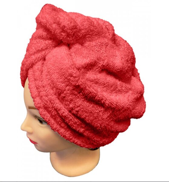 Rychleschnoucí froté Turban na vlasy červený TiaHome