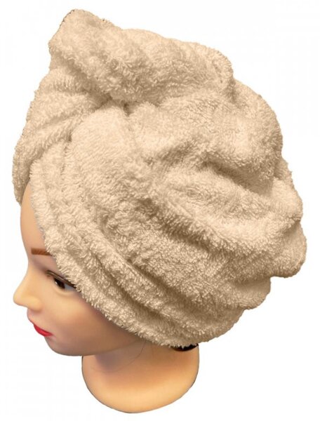 Rychleschnoucí froté Turban na vlasy béžový TiaHome