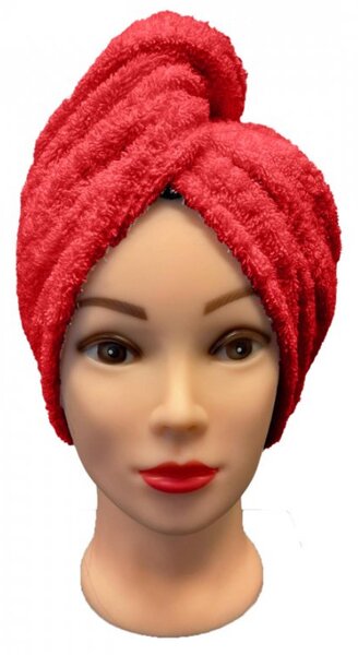 Rychleschnoucí froté Turban na vlasy červený TiaHome