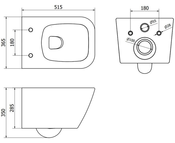 Mexen Madox WC mísa Rimless s pomalu klesající deskou slim, duroplast, černá mat - 30154070